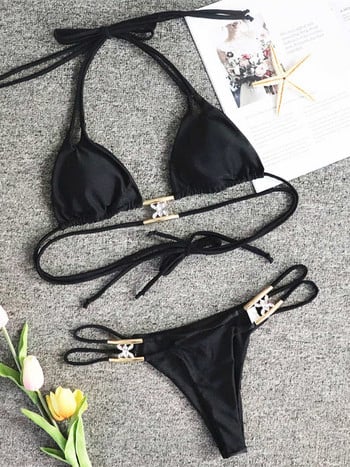 Νέο Sexy Strappy Bling Diamond Bikini Γυναικείο Μαγιό Γυναικεία Μαγιό Σετ μπικίνι δύο τεμαχίων Halter Bather Μαγιό Swim V2387