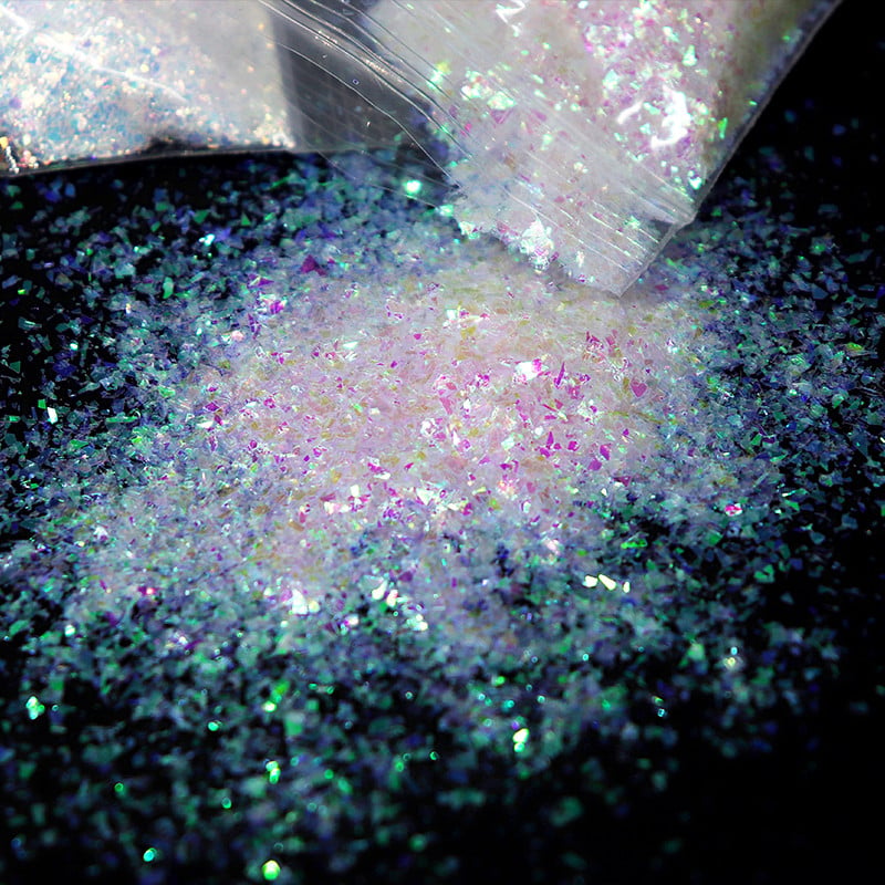 20g Holografikus AB Ultra vékony, szabálytalan flitterekkel díszített fényes köröm csillámpor köröm kellékek profiknak Kiegészítők