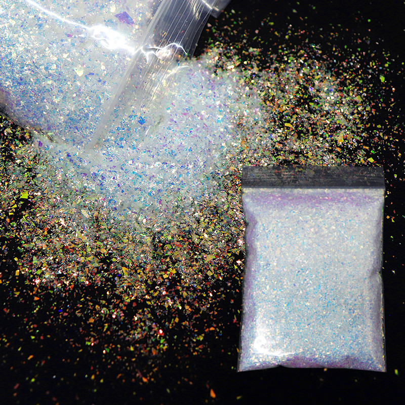 20g Holografikus AB Ultra vékony, szabálytalan flitterekkel díszített fényes köröm csillámpor köröm kellékek profiknak Kiegészítők