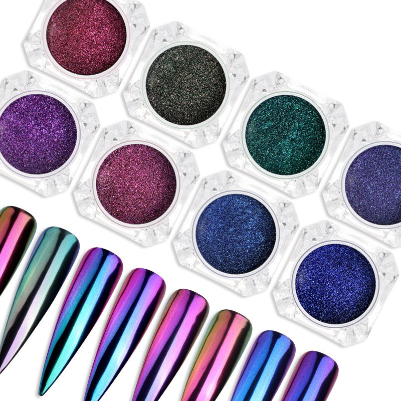 0,2 g/karp Chameleon Mirror sillerdavad küünte särapuudrid Aurorase efektiga küünekunsti kroompigmenttolm isetegemise kujunduskaunistus