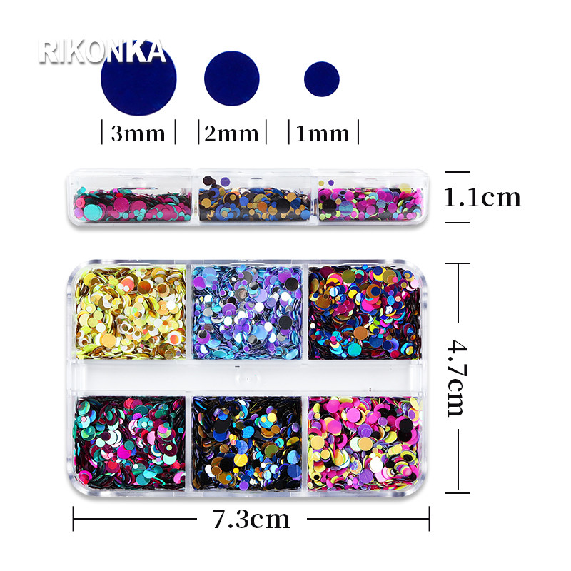3D vegyes színű kerek csillogó pelyhek paillettes holografikus körömdíszítés flitter dekoráció UV lakkozáshoz körömcsúcsokhoz design kiegészítők