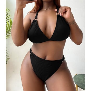 0XL - 4XL Deep V Bikini Plus Size Large Size Swimwear Γυναικείο Μαγιό Γυναικείο Σετ μπικίνι δύο τεμαχίων Bather Μαγιό Swim V3996