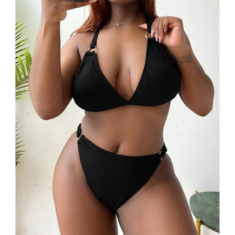 0XL - 4XL Deep V Bikini Plus Size Liela izmēra peldkostīmi Sieviešu peldkostīms Sieviešu Divdaļīgs Bikini komplekts Vannas peldkostīms Swim V3996