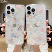 Luxury Flower Διάφανη θήκη τηλεφώνου για iPhone 14 13 Pro Max 12 11 X XR XS Max 7 8 Plus Mini SE Cute Cartoon Epoxy Soft Cover