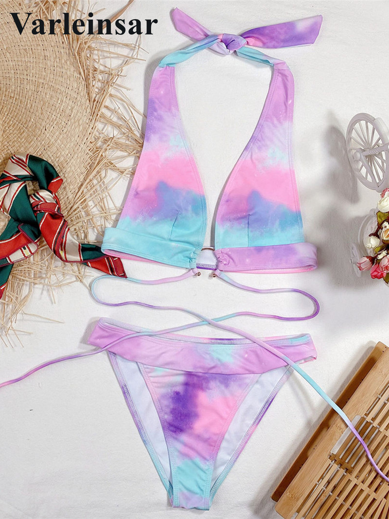 Jauns seksīgs kaklasaites krāsas pavada aptinums Bikini Sieviešu peldkostīmi Sieviešu peldkostīms Divdaļīgs bikini komplekts peldkostīms peldkostīms V3073