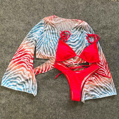 Új szexi Tie Dye bikini női fürdőruha Női fürdőruha Háromrészes bikini szett Halter fürdőruha Swim Beach Lady V1878P