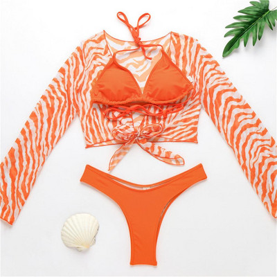 Új szexi Tie Dye bikini női fürdőruha Női fürdőruha Háromrészes bikini szett Halter fürdőruha Swim Beach Lady V1878P