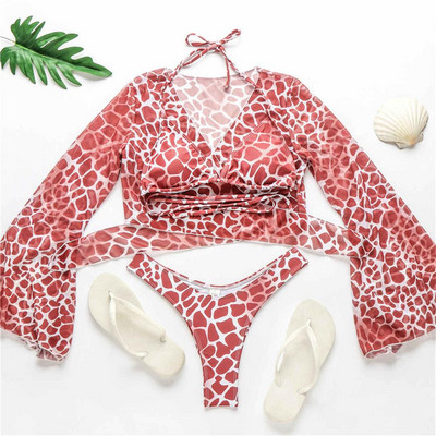 Új szexi Tie Dye bikini női fürdőruha Női fürdőruha Háromrészes bikini szett Halter fürdőruha Swim Beach Lady V1878P