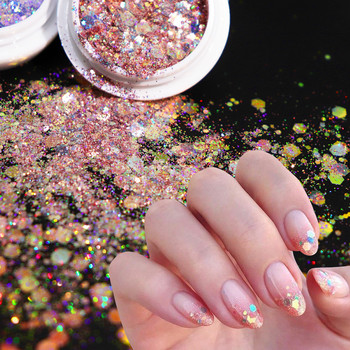 Mermaid Hexagon Nail Glitter Sequins Sparkly 3D Holographic Chunky Flakes Dust Polish Manicure Nails Art Decorations Αξεσουάρ