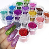 1 κουτί Holographic Silver Nail Glitter Powder Laser Nail Pigment Dust Shiny Paillettes για Αξεσουάρ Μανικιούρ με Gel Polish