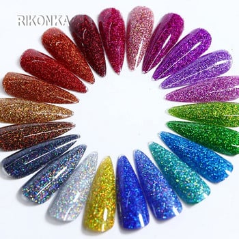 1 κουτί Holographic Silver Nail Glitter Powder Laser Nail Pigment Dust Shiny Paillettes για Αξεσουάρ Μανικιούρ με Gel Polish