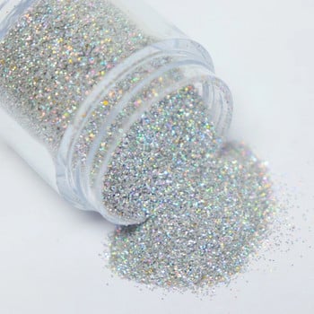 1 κουτί Holographic Silver Nail Glitter Powder Laser Nail Pigment Dust Shiny Paillettes για Αξεσουάρ Μανικιούρ με Gel Polish