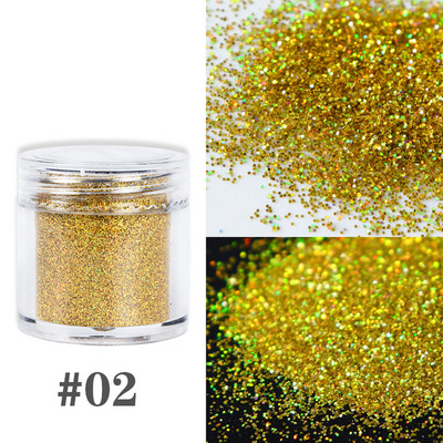 1 κουτί Holographic Silver Nail Glitter Powder Laser Nail Pigment Dust Shiny Paillettes για Αξεσουάρ Μανικιούρ με Gel Polish