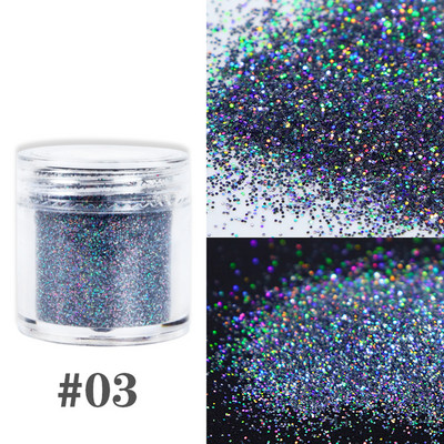 1 κουτί Holographic Silver Nail Glitter Powder Laser Nail Pigment Dust Shiny Paillettes για Αξεσουάρ Μανικιούρ με Gel Polish
