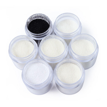 7 Boxes Shiny White Black Sugar Set Nail Powder Set Nail Glitter Pigment Fine Dust Candy Coat Effect for Christmas Snowflakes Design