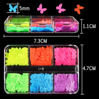 Neon Butterfly Nail Glitter Sequins 3D Μανικιούρ Διακοσμητικά Σετ Αξεσουάρ Flakes Χονδρική Προϊόντα Nail Charm Δωρεάν αποστολή