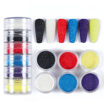 6 цвята зимен пуловер цветен нокти блясък пудра захар покритие ефект Nail Art пигмент прах за Направи си сам маникюр дизайн декорация