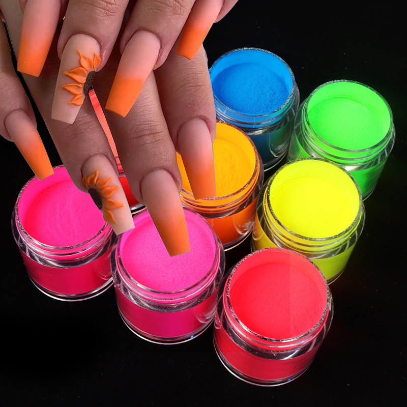 RIKONKA Pudră acrilică fluorescentă Neon Pigment Praf de cristal pentru decorațiuni pentru unghii cu gel pentru unghii Accesoriu profesional pentru manichiură