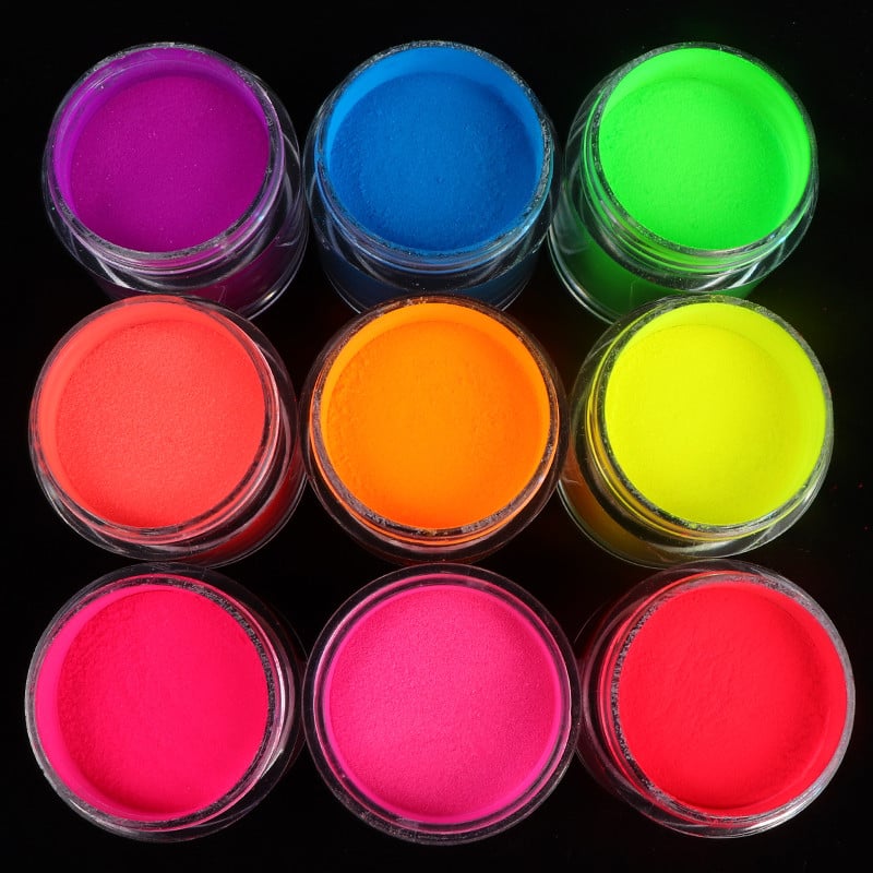RIKONKA Pudră acrilică fluorescentă Neon Pigment Praf de cristal pentru decorațiuni pentru unghii cu gel pentru unghii Accesoriu profesional pentru manichiură