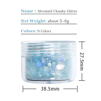 Mermaid Mix Hexagon Shape Chunky Macaron Nail Glitter Flakes Laser Sparkly Sequins Slices Αξεσουάρ διακόσμησης για νύχια Art Design