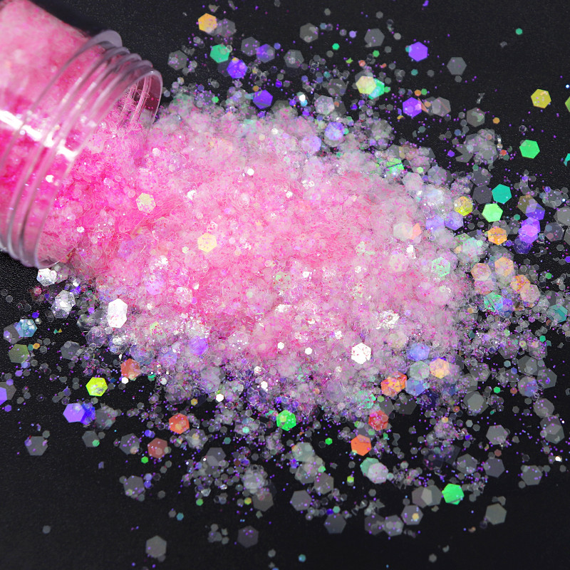 Mix de sirene Forma hexagonală Macaron gros unghii fulgi cu sclipici Laser paiete strălucitoare felii Nail Art Design Accesorii de decorare