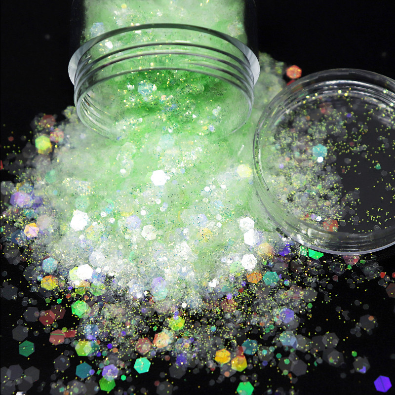 Mix de sirene Forma hexagonală Macaron gros unghii fulgi cu sclipici Laser paiete strălucitoare felii Nail Art Design Accesorii de decorare