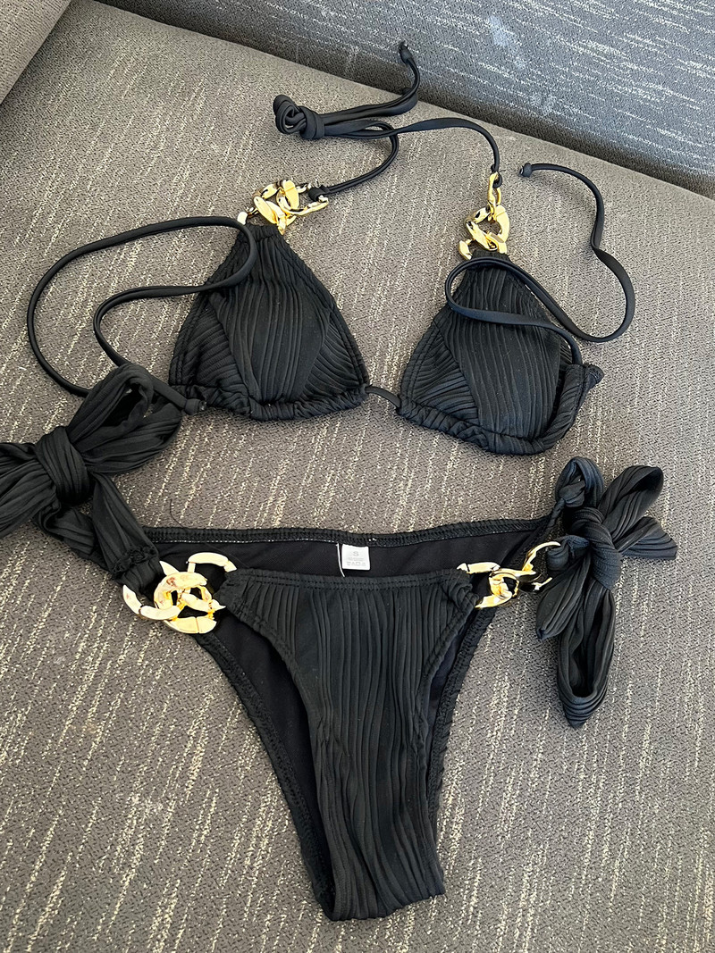 Seksīgi metāla gredzeni, krokains bikini, sieviešu peldkostīms, sieviešu peldkostīmi, divdaļīgs bikini komplekts, peldkostīms peldkostīms, dāma V4149