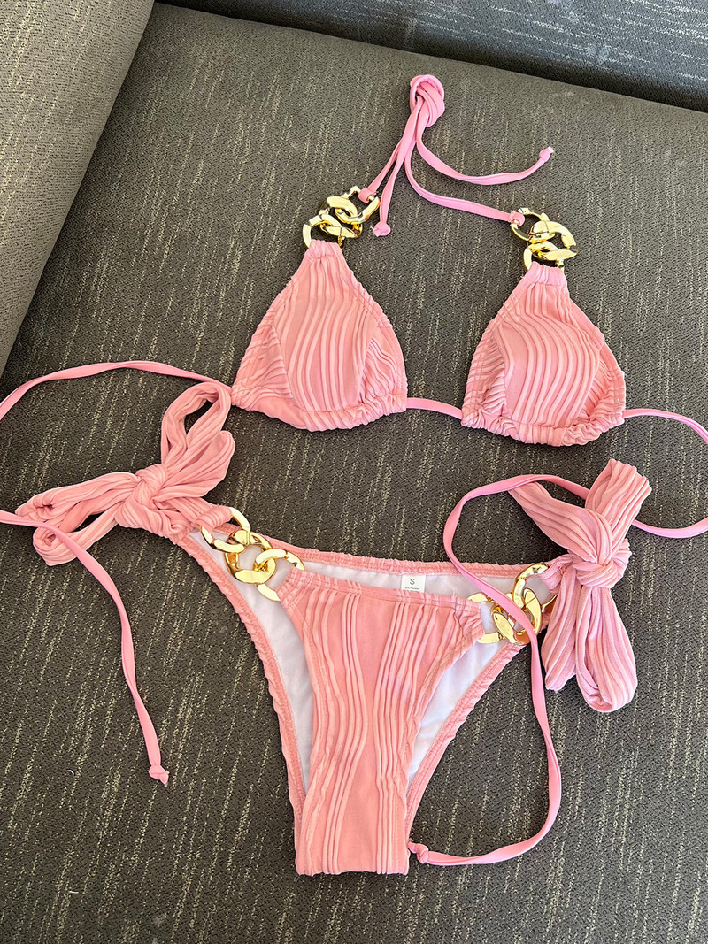 Seksīgi metāla gredzeni, krokains bikini, sieviešu peldkostīms, sieviešu peldkostīmi, divdaļīgs bikini komplekts, peldkostīms peldkostīms, dāma V4149