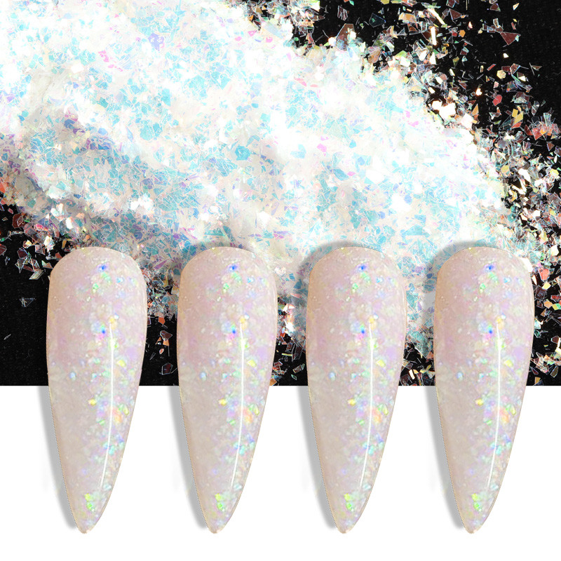 1 Box AB Fine Irregular Fragments Nail Glitter Sequins Sparkly Iridescent Flakes Powder Dust Nail Art Decorations Accessoares