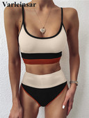 Új bordás toldású női fürdőruha magas derekú bikini női fürdőruha Kétrészes bikini szett fürdőruha Swim Lady V2238