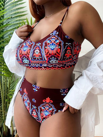 0XL - 4XL New Printed Bikini Plus Size Large Size Swimwear Γυναικείο Μαγιό Γυναικείο Σετ μπικίνι δύο τεμαχίων Μαγιό μπάνιου V3985