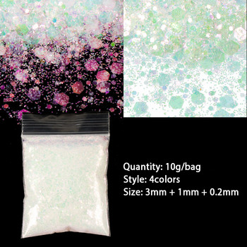 10g Holographic Nail Glitter Sequins Mix Hexagon Powder Sparkly Translucent Flakes Αξεσουάρ Νυχιών Ανταλλακτικά Διακόσμησης Προμήθειες