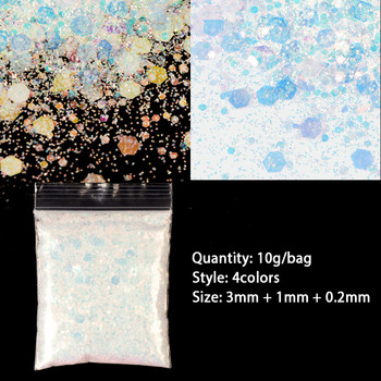 10g Holographic Nail Glitter Sequins Mix Hexagon Powder Sparkly Translucent Flakes Αξεσουάρ Νυχιών Ανταλλακτικά Διακόσμησης Προμήθειες