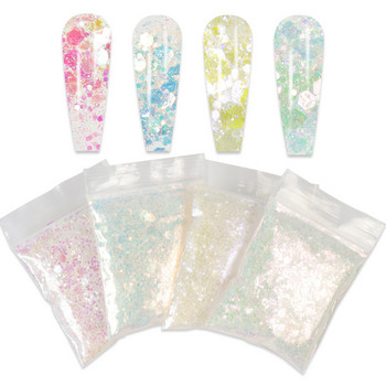 10g Holographic Nail Glitter Sequins Mix Hexagon Powder Sparkly Translucent Flakes Αξεσουάρ Νυχιών Ανταλλακτικά Διακόσμησης Προμήθειες