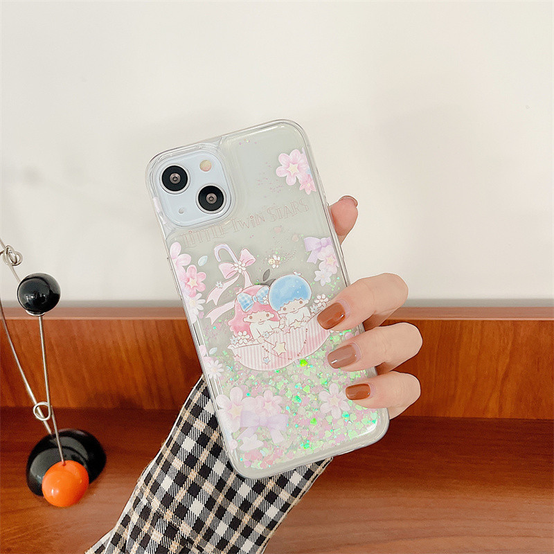 Anime sumikko gurashi ümbris iPhone 11 12 13 Pro Max XR XS X 7 8 Plus vedela sädeleva kiirliiva mobiiltelefoni kaanega carcasas tüdrukutele
