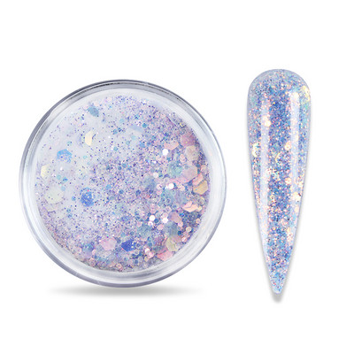 15 g Gradient Mermaid flitter Akril por, csillogó vegyes hatszögletű, vaskos csillogó pehely a körömhosszabbított építő pigmentporhoz
