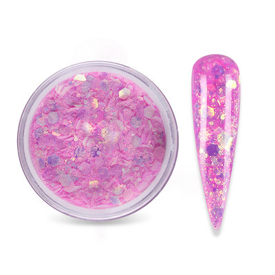 15 g Gradient Mermaid flitter Akril por, csillogó vegyes hatszögletű, vaskos csillogó pehely a körömhosszabbított építő pigmentporhoz