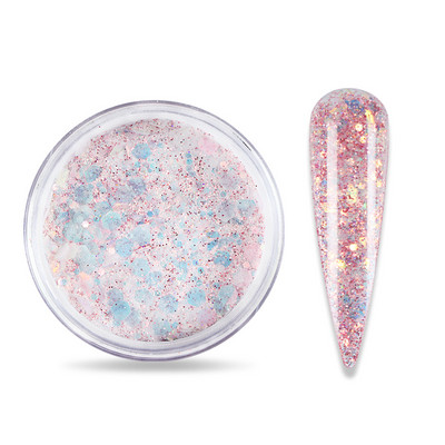 15 g Gradient Mermaid flitter Akril por, csillogó vegyes hatszögletű, vaskos csillogó pehely a körömhosszabbított építő pigmentporhoz