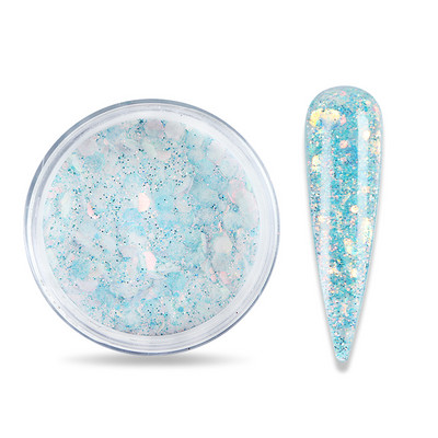 15 g Gradient Mermaid flitter Akril por, csillogó vegyes hatszögletű, vaskos csillogó pehely a körömhosszabbított építő pigmentporhoz