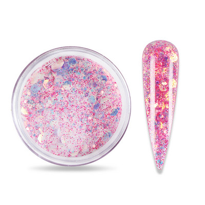 15 g Gradient Mermaid flitter Akril por, csillogó vegyes hatszögletű, vaskos csillogó pehely a körömhosszabbított építő pigmentporhoz