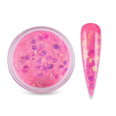 15 g Gradient Mermaid flitter Akril por, csillogó vegyes hatszögletű, vaskos csillogó pehely a körömhosszabbított építő pigmentporhoz