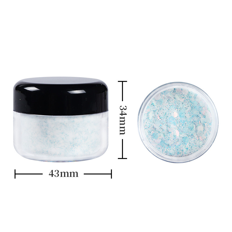 15 g Gradient Mermaid flitter Akril por, csillogó vegyes hatszögletű, vaskos csillogó pehely a körömhosszabbított építő pigmentporhoz