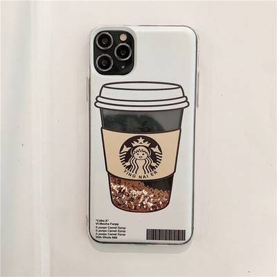 Φλιτζάνι καφέ χρυσή ασημί θήκη τηλεφώνου κινούμενης άμμου για iphone 13 12 11 pro max θήκες πίσω για iPhone 14 xr x 7 8 Plus funda girl