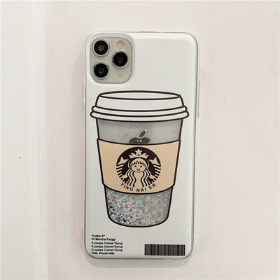 Φλιτζάνι καφέ χρυσή ασημί θήκη τηλεφώνου κινούμενης άμμου για iphone 13 12 11 pro max θήκες πίσω για iPhone 14 xr x 7 8 Plus funda girl