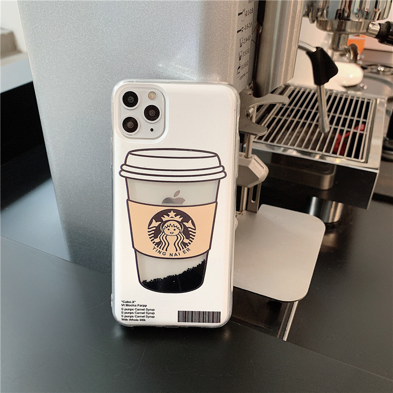 Φλιτζάνι καφέ χρυσή ασημί θήκη τηλεφώνου κινούμενης άμμου για iphone 13 12 11 pro max θήκες πίσω για iPhone 14 xr x 7 8 Plus funda girl