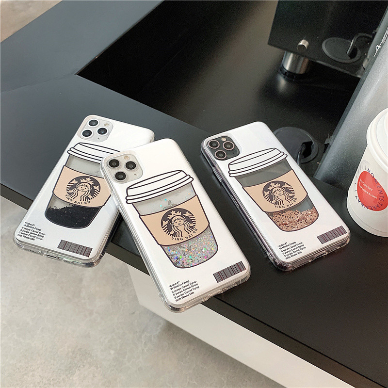 Φλιτζάνι καφέ χρυσή ασημί θήκη τηλεφώνου κινούμενης άμμου για iphone 13 12 11 pro max θήκες πίσω για iPhone 14 xr x 7 8 Plus funda girl