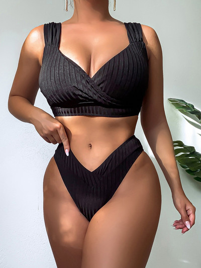 Naujas seksualus, briaunuotas bikinis, vidutinio juosmens, moteriškas maudymosi kostiumėlis, moteriškas maudymosi kostiumėlis, dviejų dalių bikinio rinkinys, paminkštintas maudymosi kostiumėlis, moteriškas maudymosi kostiumėlis V4173