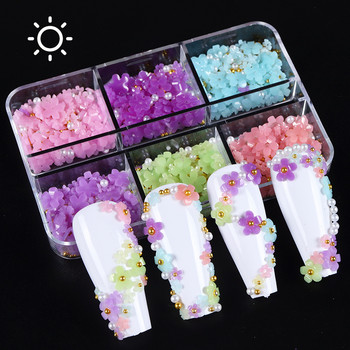 Sunlight που αλλάζει χρώμα 3D Crystal Flower Nail Art Rhinestone Supplies Σετ Ρητίνη Πολύτιμοι λίθοι Αξεσουάρ Διακόσμηση Νυχιών Art Design