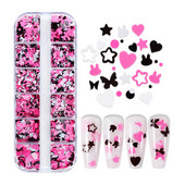 12 Grids Love Nail Art Csillogó flitter dekorációs készlet Butterfly Star Round Flake Manikűr kellékek Kiegészítők UV gél körmökhöz