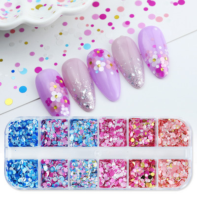 12 Grids Love Nail Art Csillogó flitter dekorációs készlet Butterfly Star Round Flake Manikűr kellékek Kiegészítők UV gél körmökhöz